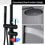 Freestanding Outdoor Shower Column Height Adjustable Outside Showers for Backyard Garden Pool Beach Outdoor Shower Fixtures with 10” Rain Shower Head and Handheld