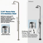 Freestanding Outdoor Shower Kit, Marine Grade 316 Stainless Steel Poolside Shower with Rainfall, Handheld Spray & Foot Rinse, Floor-Mounted Backyard Fixture for Pool Garden Beach
