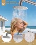 Freestanding Outdoor Shower with Foot Wash,316 Marine Grade Stainless Steel Matte Black Outdoor Shower Kit,Outside Shower with 10'' Rain Shower Head,Outdoor Shower Fixture for Beach Poolside