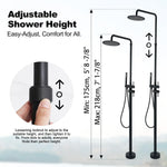 Freestanding Outdoor Shower with Hose Hookup Height Adjustable Free Standing Outdoor Showers for Backyard Poolside Floor Mounted