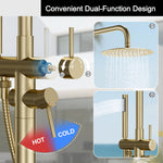 Freestanding Outdoor Shower Column Height Adjustable Outside Showers for Backyard Garden Pool Beach Outdoor Shower Fixtures with 10” Rain Shower Head and Handheld