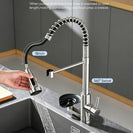 Pull Down Kitchen Faucet with Cup Washer Stainless Steel Kitchen Sink Faucet with Deck Plate Glass Rinser Cleaning Single Hole Faucet