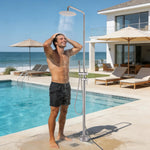 Freestanding Outdoor Shower with Hose Hookup Height Adjustable Free Standing Outdoor Showers for Backyard Poolside Floor Mounted