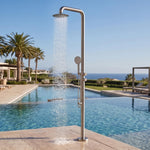 Freestanding Outdoor Shower Kit, Marine Grade 316 Stainless Steel Poolside Shower with Rainfall, Handheld Spray & Foot Rinse, Floor-Mounted Backyard Fixture for Pool Garden Beach