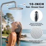 Freestanding Outdoor Shower Column Height Adjustable Outside Showers for Backyard Garden Pool Beach Outdoor Shower Fixtures with 10” Rain Shower Head and Handheld