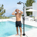 Freestanding Outdoor Shower with Hose Hookup Height Adjustable Free Standing Outdoor Showers for Backyard Poolside Floor Mounted