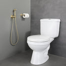 Brushed Rose Gold Hand-held Bidet Sprayer Wall-mount Bathroom Toilet Faucet with Stand Hybrid Hot Cold Water
