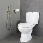 Brushed Rose Gold Hand-held Bidet Sprayer Wall-mount Bathroom Toilet Faucet with Stand Hybrid Hot Cold Water