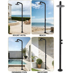 Freestanding Outdoor Shower with Foot Wash,316 Marine Grade Stainless Steel Matte Black Outdoor Shower Kit,Outside Shower with 10'' Rain Shower Head,Outdoor Shower Fixture for Beach Poolside