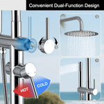 Freestanding Outdoor Shower Column Height Adjustable Outside Showers for Backyard Garden Pool Beach Outdoor Shower Fixtures with 10” Rain Shower Head and Handheld