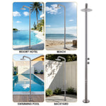Freestanding Outdoor Shower with Foot Wash,316 Marine Grade Stainless Steel Matte Black Outdoor Shower Kit,Outside Shower with 10'' Rain Shower Head,Outdoor Shower Fixture for Beach Poolside