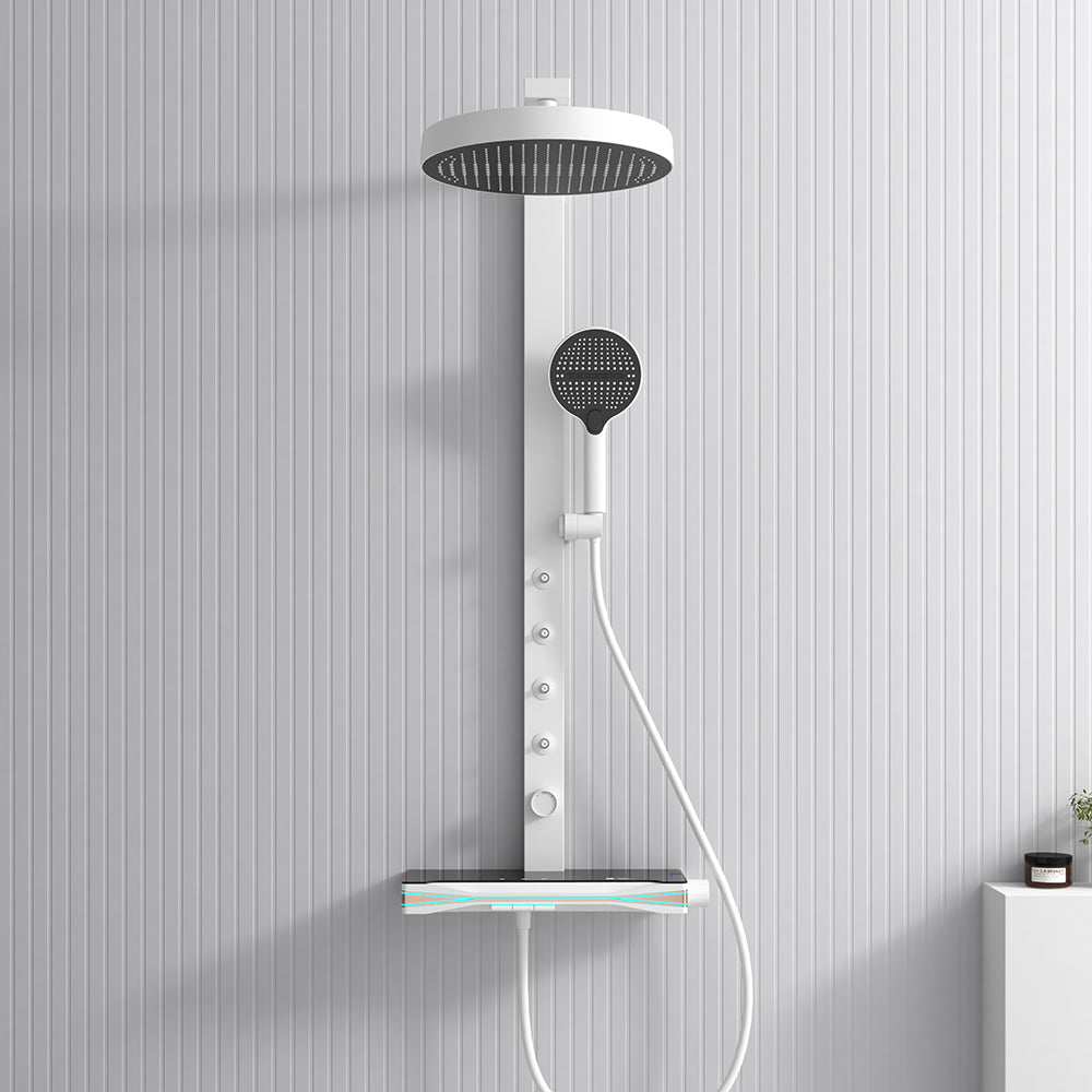 Brass Thermostatic Shower System with Overhead Rainfall & Handheld Spray Water-Saving Multi-Function Spa Bath Fixture