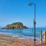 Freestanding Outdoor Shower Column Height Adjustable Outside Showers for Backyard Garden Pool Beach Outdoor Shower Fixtures with 10” Rain Shower Head and Handheld