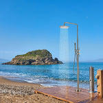 Freestanding Outdoor Shower Column Height Adjustable Outside Showers for Backyard Garden Pool Beach Outdoor Shower Fixtures with 10” Rain Shower Head and Handheld