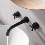 Brass Black Concealed Bathroom Basin Sink Tap Double Handle Wall Mount Hot And Cold Concealed Basin Mixer