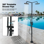 Freestanding Outdoor Shower Column Height Adjustable Outside Showers for Backyard Garden Pool Beach Outdoor Shower Fixtures with 10” Rain Shower Head and Handheld