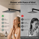 Black Shower Combo Set Stainless Steel Shower Systems with Rain Shower and Handheld Shower Trim Kit with Rough-In Valve