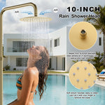 Freestanding Outdoor Shower Column Height Adjustable Outside Showers for Backyard Garden Pool Beach Outdoor Shower Fixtures with 10” Rain Shower Head and Handheld