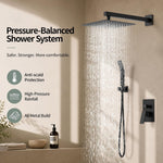 Black Shower Combo Set Stainless Steel Shower Systems with Rain Shower and Handheld Shower Trim Kit with Rough-In Valve