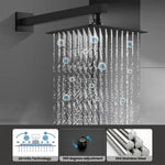 Rain Shower System Brass Fixed Shower Head Rain Mixer Shower Combo Wall Mount Shower Trim Kit with Rough-in Valve