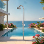 316 Marine Grade Stainless Steel Free Standing Outdoor Shower with Foot Wash, 3-Function Matte Black Shower Kit with 10''Rain Shower Head,Outdoor Shower Fixture for Yard Beach Poolside Garden