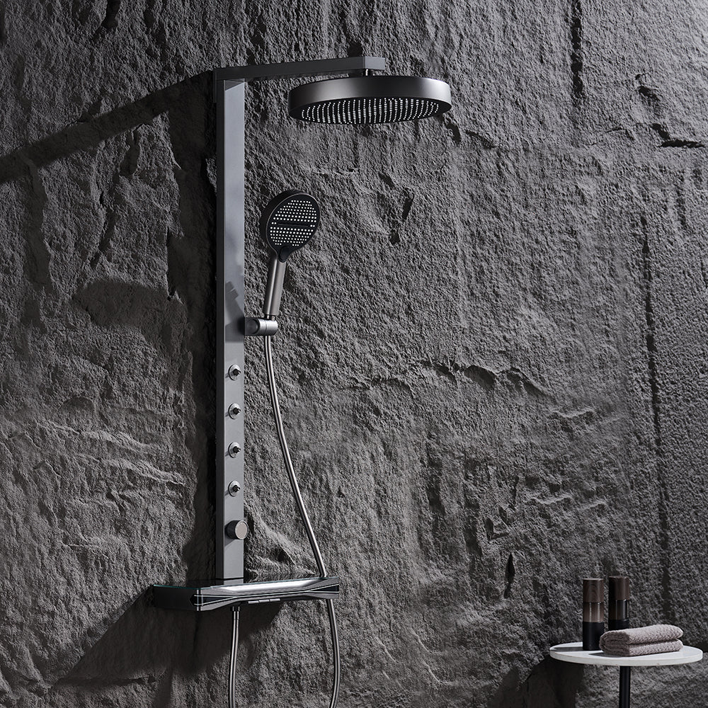 Brass Thermostatic Shower System with Overhead Rainfall & Handheld Spray Water-Saving Multi-Function Spa Bath Fixture