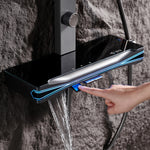 Brass Thermostatic Shower System with Overhead Rainfall & Handheld Spray Water-Saving Multi-Function Spa Bath Fixture
