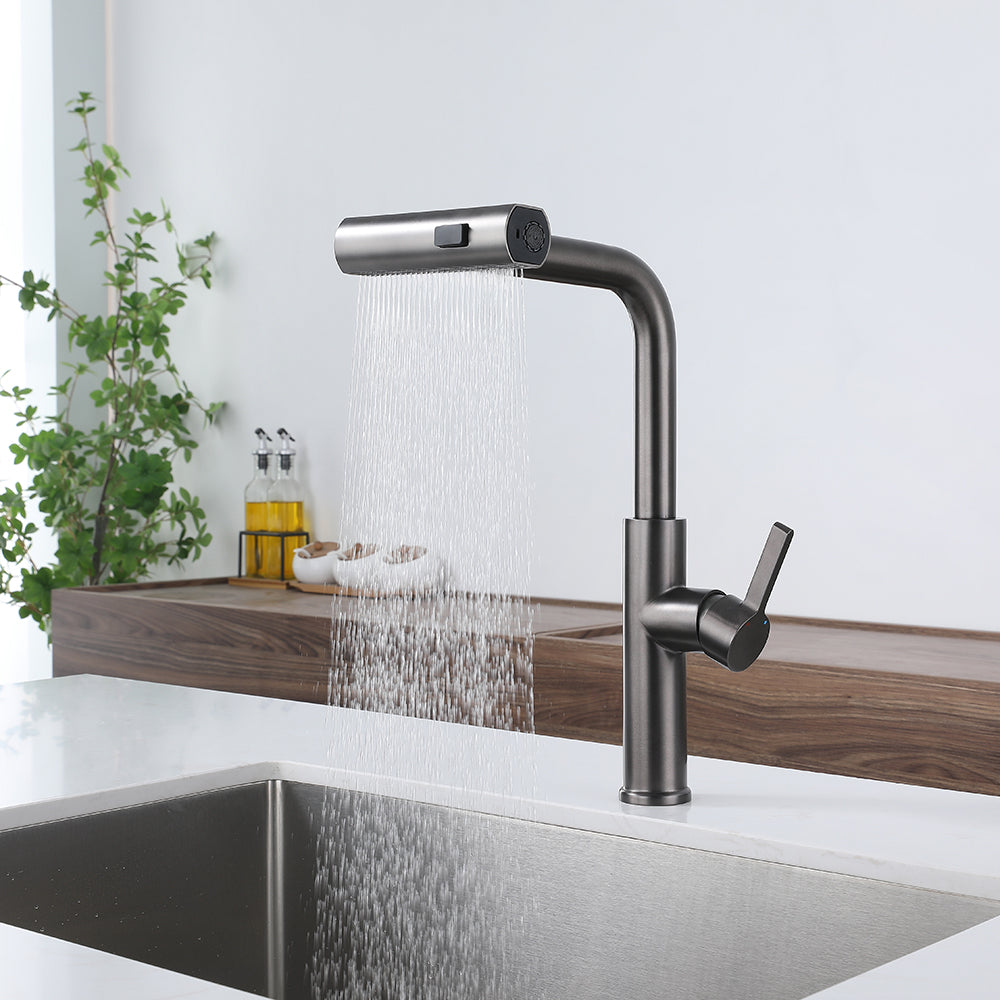 Multifunctional Pull-Out Waterfall Kitchen Faucets Rotatable Kitchen Sink Water Tap - WELQUEEN HOME DECOR