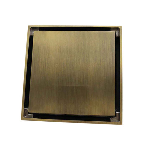 100% Solid Brass Square Bathroom Shower Floor Drain Tile Insert Invisible Water Filter Black Gold Chrome Nickel Brushed - WELQUEEN HOME DECOR