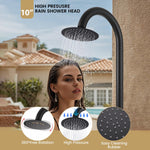 316 Marine Grade Stainless Steel Free Standing Outdoor Shower with Foot Wash, 3-Function Matte Black Shower Kit with 10''Rain Shower Head,Outdoor Shower Fixture for Yard Beach Poolside Garden