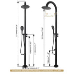 316 Marine Grade Stainless Steel Free Standing Outdoor Shower with Foot Wash, 3-Function Matte Black Shower Kit with 10''Rain Shower Head,Outdoor Shower Fixture for Yard Beach Poolside Garden