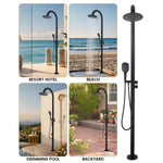 316 Marine Grade Stainless Steel Free Standing Outdoor Shower with Foot Wash, 3-Function Matte Black Shower Kit with 10''Rain Shower Head,Outdoor Shower Fixture for Yard Beach Poolside Garden