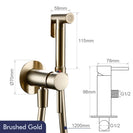 Brushed Rose Gold Hand-held Bidet Sprayer Wall-mount Bathroom Toilet Faucet with Stand Hybrid Hot Cold Water