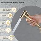 Brushed Rose Gold Hand-held Bidet Sprayer Wall-mount Bathroom Toilet Faucet with Stand Hybrid Hot Cold Water
