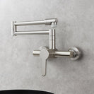 Brass Wall Mounted Kitchen Faucet | Single Handle Folding Kitchen Faucet | Hot and Cold Kitchen Faucet