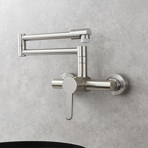 Brass Wall Mounted Kitchen Faucet | Single Handle Folding Kitchen Faucet | Hot and Cold Kitchen Faucet - WELQUEEN HOME DECOR