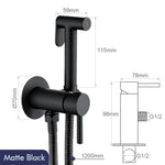 Brushed Rose Gold Hand-held Bidet Sprayer Wall-mount Bathroom Toilet Faucet with Stand Hybrid Hot Cold Water