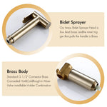 Brushed Rose Gold Hand-held Bidet Sprayer Wall-mount Bathroom Toilet Faucet with Stand Hybrid Hot Cold Water