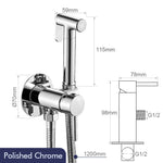 Brushed Rose Gold Hand-held Bidet Sprayer Wall-mount Bathroom Toilet Faucet with Stand Hybrid Hot Cold Water