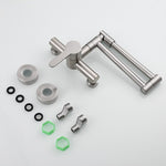 Brass Wall Mounted Kitchen Faucet | Single Handle Folding Kitchen Faucet | Hot and Cold Kitchen Faucet