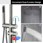 Outdoor Floor Standing Shower Set Freestanding Garden Shower Kit Black Brushed Finish Weather-Resistant Durable Design