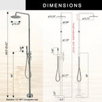Outdoor Floor Standing Shower Set Freestanding Garden Shower Kit Black Brushed Finish Weather-Resistant Durable Design