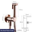 Brushed Rose Gold Hand-held Bidet Sprayer Wall-mount Bathroom Toilet Faucet with Stand Hybrid Hot Cold Water