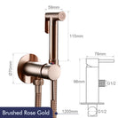 Brushed Rose Gold Hand-held Bidet Sprayer Wall-mount Bathroom Toilet Faucet with Stand Hybrid Hot Cold Water