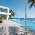 Outdoor Shower Column Luxury Swimming Pool Garden Beach Wash Large Nozzle Floor standing 10" Rain Shower System Set
