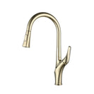 Brushed Gold Pull Out Kitchen Faucet Rotatable Cold Hot Water Mixer Taps Single Handle Deck Mounted Kitchen Sink Faucets