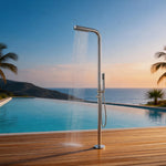 Outdoor Shower Faucet Set Swimming Pool Bathroom Shower Column Garden Beach Large Nozzle Floor standing Mixer Taps