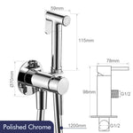 Brushed Rose Gold Hand-held Bidet Sprayer Wall-mount Bathroom Toilet Faucet with Stand Hybrid Hot Cold Water