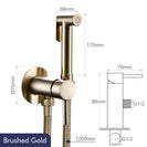 Brushed Rose Gold Hand-held Bidet Sprayer Wall-mount Bathroom Toilet Faucet with Stand Hybrid Hot Cold Water