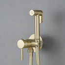 Brushed Rose Gold Hand-held Bidet Sprayer Wall-mount Bathroom Toilet Faucet with Stand Hybrid Hot Cold Water